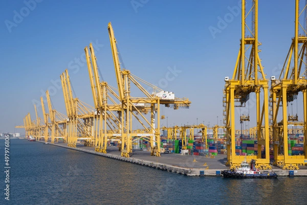Obraz Cargo cranes in container terminal