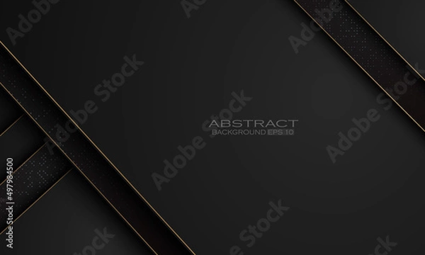 Fototapeta Luxury black background with gold and glitter lines