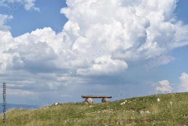 Obraz Bench on a mountain slope