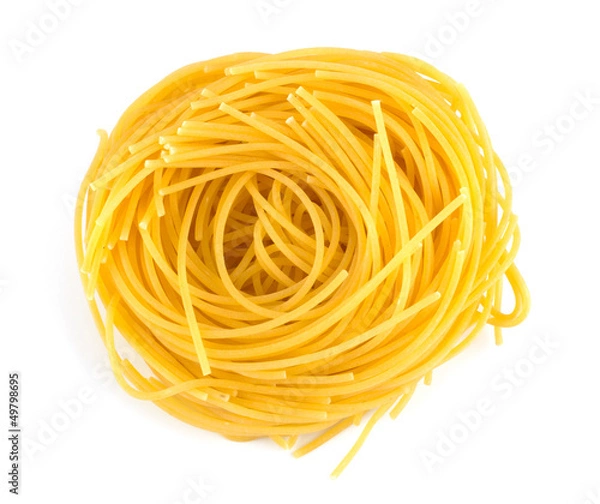 Obraz Italian egg pasta nest isolated on white background