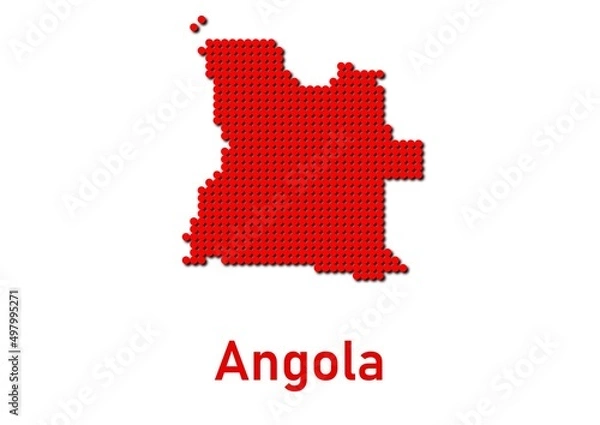 Obraz Angola map, map of Angola made of red dot pattern and name.