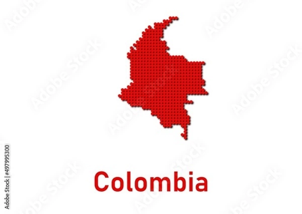 Obraz Colombia map, map of Colombia made of red dot pattern and name.