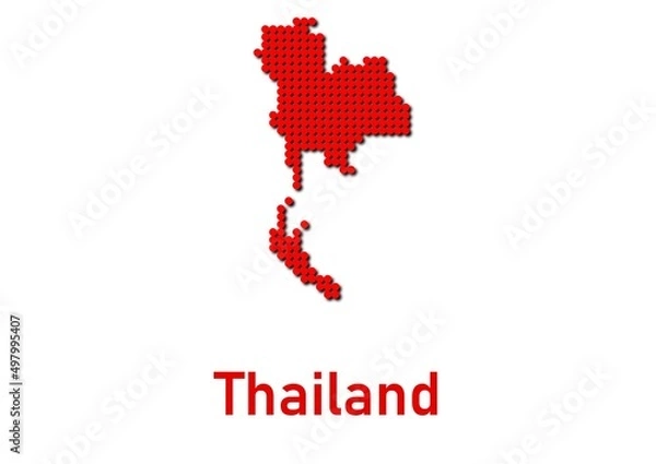 Obraz Thailand map, map of Thailand made of red dot pattern and name.