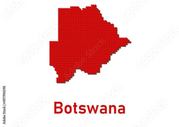 Obraz Botswana map, map of Botswana made of red dot pattern and name.