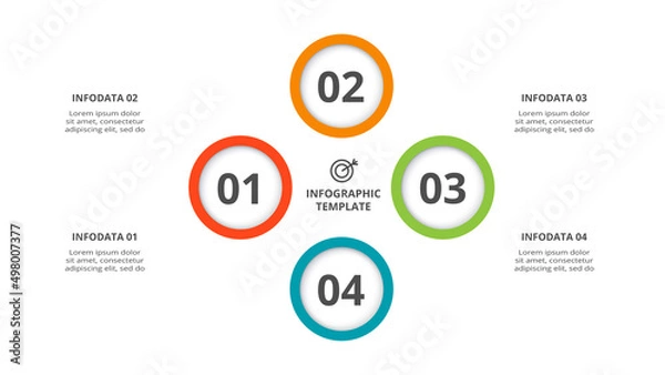 Fototapeta Creative concept for infographic with 4 steps, options, parts or processes. Business data visualization.