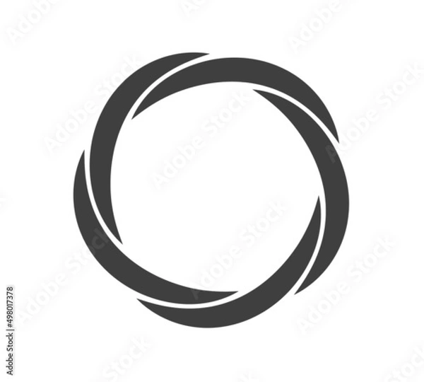 Fototapeta Round frame black and white vector ornament. Graphic border doodle. Ring curve link connection