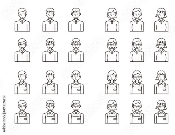 Fototapeta 成人白黒線画イラスト