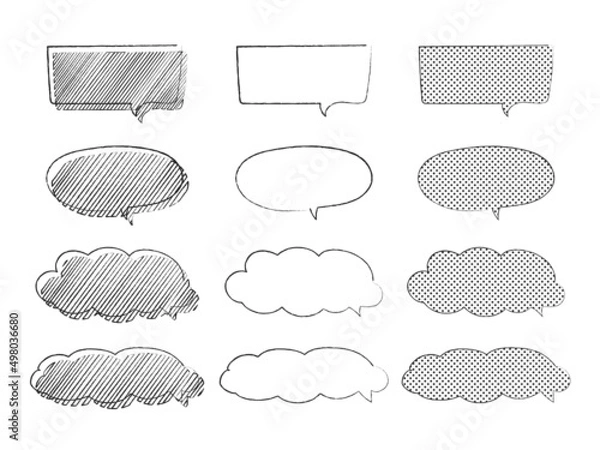 Obraz 手描き　ふきだし　グラフィック素材　モノクロ