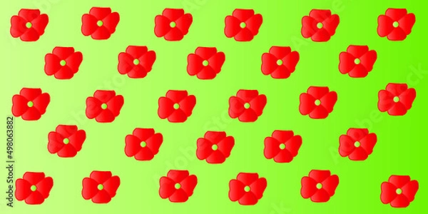 Fototapeta green background and red flowers