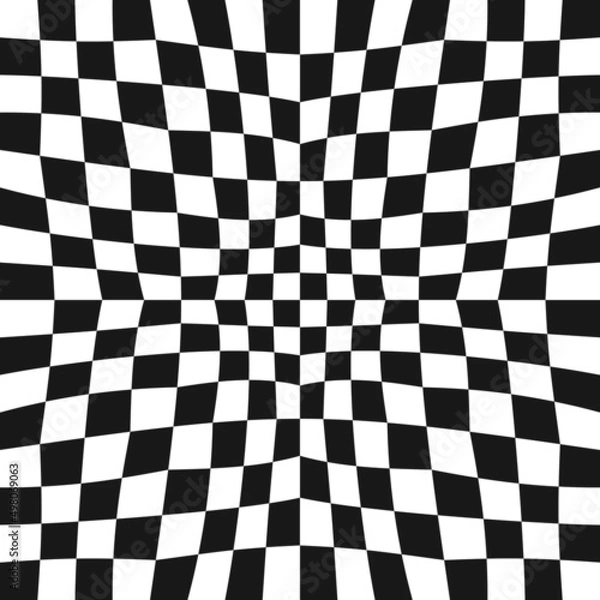 Fototapeta Convex vector pattern. Checkered cells in convex forms, fluttering canvas, simplified version.