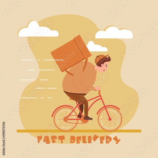 Obraz courier ride a bike, express delivery service