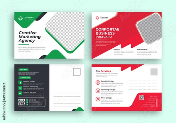 Fototapeta Creative corporate business Modern postcard design template