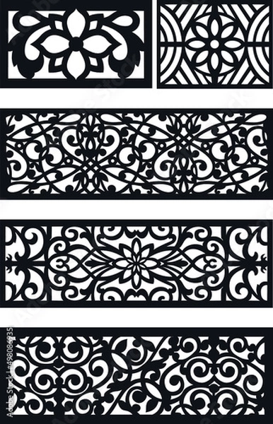 Fototapeta Doors and windows decoration pattern design ,laser cut vector illustration 