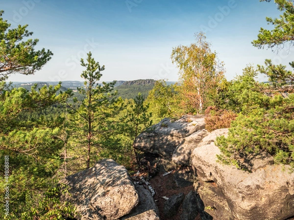 Obraz Lampertstein in der Sächsischen Schweiz - Aussicht Richtung Pfaffenstein