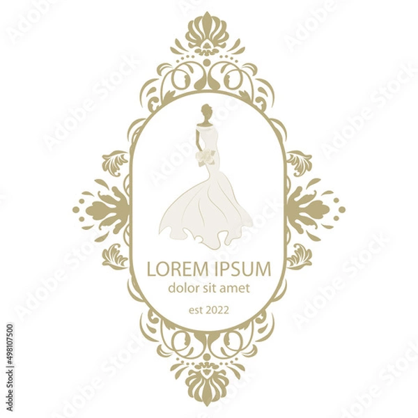 Fototapeta bride, ornamental emblem frame template