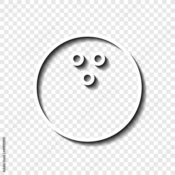 Fototapeta Bowling ball simple icon. Flat desing. White with shadow on transparent grid.ai