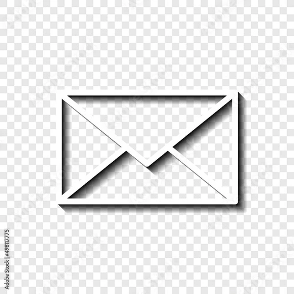 Fototapeta Message envelope simple icon vector. Flat desing. White with shadow on transparent grid.ai
