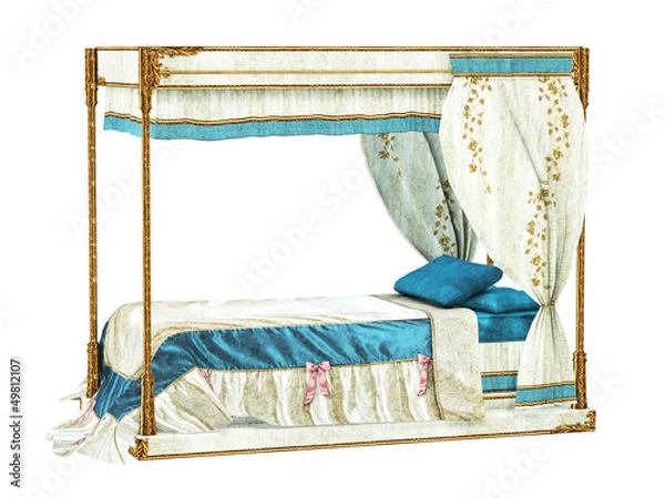 Obraz luxurious bed, isolated on the white background