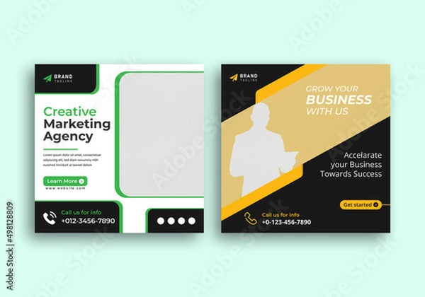 Fototapeta Digital business marketing banner for a social media post template Vector illustration