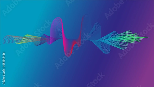 Obraz Abstract wave lines dynamic colorful light flowing isolated on black background