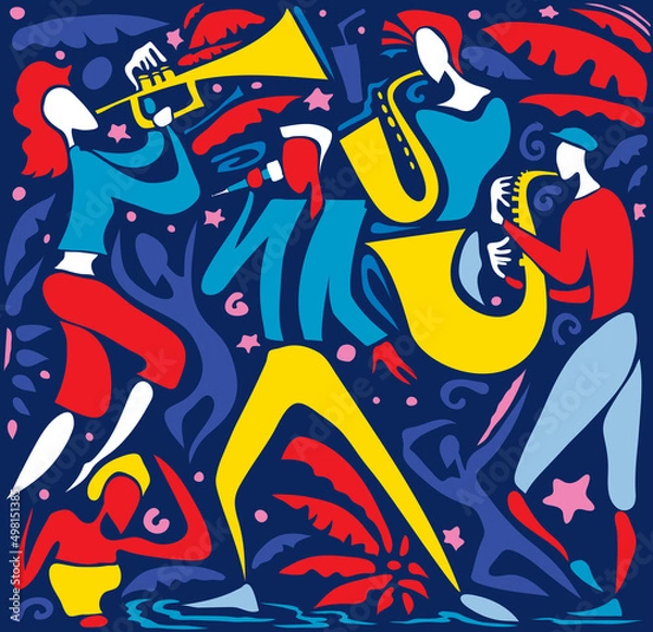 Obraz Abstract Jazz Art, Music Band playing Artwork (vector Art)