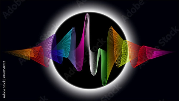Obraz Abstract waves colorfull moon background. illustration design element in concept of music.