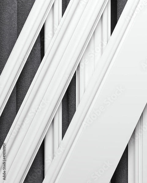Fototapeta Minimal abstract background for product presentation. White cornice pattern on dark fabric background. 3d render illustration. Clipping path of each element included.