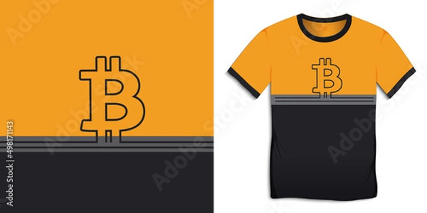 Fototapeta Bitcoin symbol, crypto currency design for t-shirt, for print, flat design vector