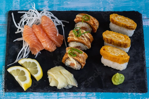 Obraz Assorted Sushi and Sashimi Platter 