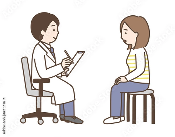 Fototapeta 問診をする医師と患者のイラスト