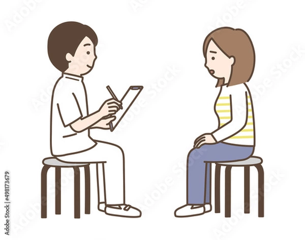 Fototapeta 問診をする看護師と患者のイラスト