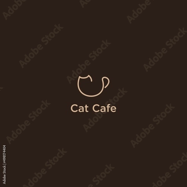 Fototapeta cat cafe logo