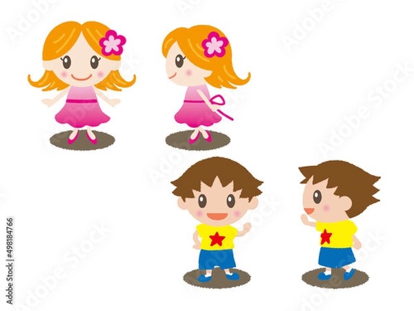 Fototapeta 二頭身の男の子と女の子