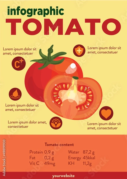 Obraz Tomato infographic template concept with four points list and icon symbol 