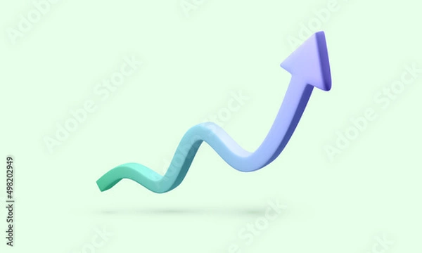 Fototapeta 3D realistic arrow up. Arrow show success of business strategy