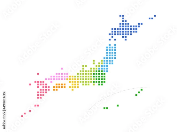 Obraz 簡略な日本地図　ドットイラスト