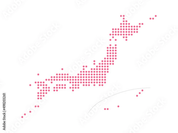 Fototapeta 日本地図　カラードットイラスト