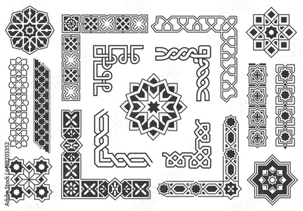 Fototapeta Islamic border and pattern design element vector illustration
