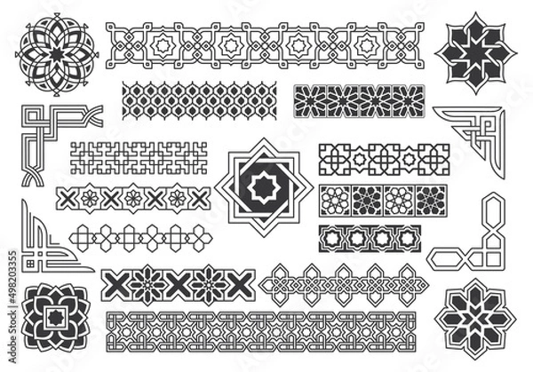Fototapeta Islamic border and pattern design element vector illustration