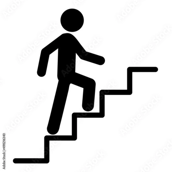 Fototapeta Climb Up  Stair Sign Flat Icon Isolated On White Background