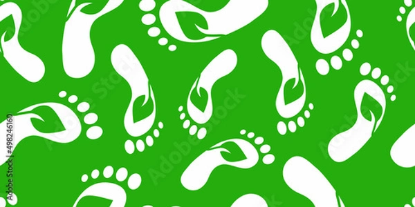 Fototapeta Carbon footprint background. Reducing carbon emissions seamless pattern. Green symbol of global warming. Protection of ecology, environment. Carbon neutral. Green footprints on a white. Vector