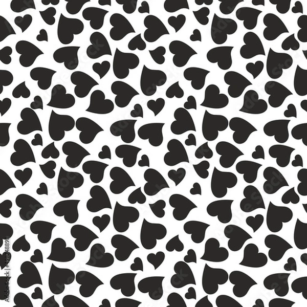 Fototapeta Black and white minimalist heart seamless pattern for nursery wallpaper. Set of isolated funny cute decorative symbols and elements. Chess grid order pattern.