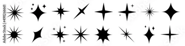 Obraz Sparkle vector icons set. Shine symbol illustration. star sign collection.