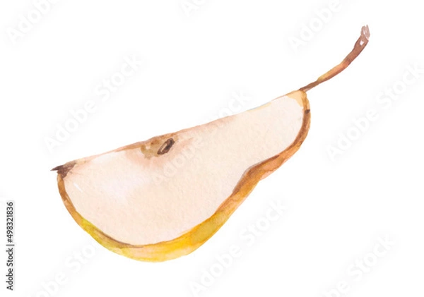 Fototapeta Watercolor pear on the watercolor background. Food concept.