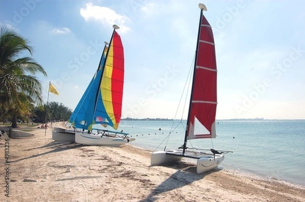 Fototapeta Biscayne Bay Beach Catamarans