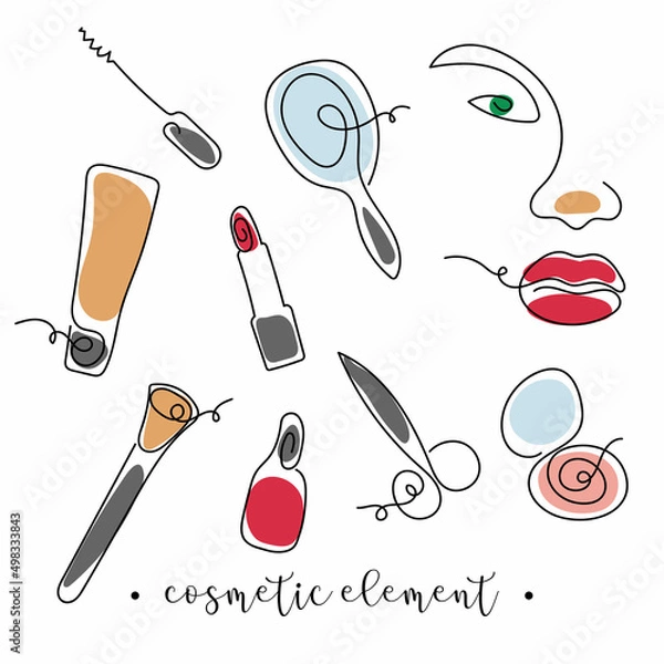 Obraz cosmetic elements line art set