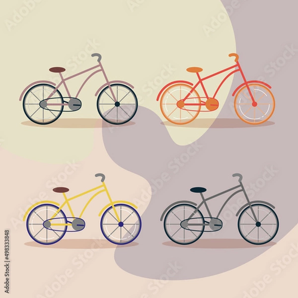 Fototapeta four different colour bikes