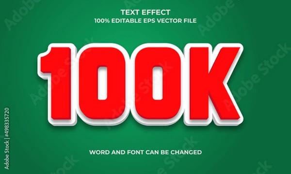 Fototapeta 100k Editable 3D Text Effect With 100k followers subscriber Text Concept Style,
