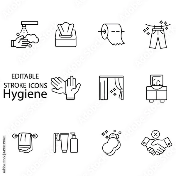 Fototapeta Hygiene icons set . Hygiene pack symbol vector elements for infographic web