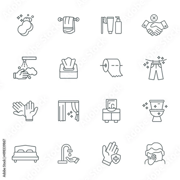 Fototapeta Hygiene icons set . Hygiene pack symbol vector elements for infographic web
